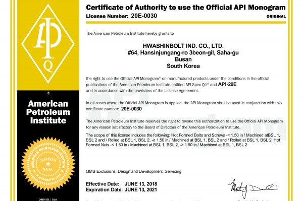 Certificate of Authority to use the Official API Q1,20E,20F